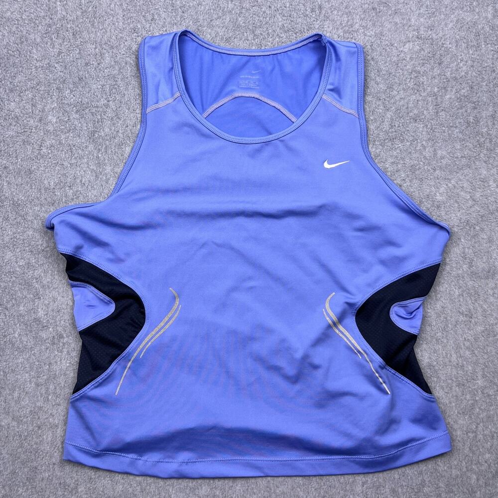 nike tankini swim‎ top purple mesh panel swoosh medium